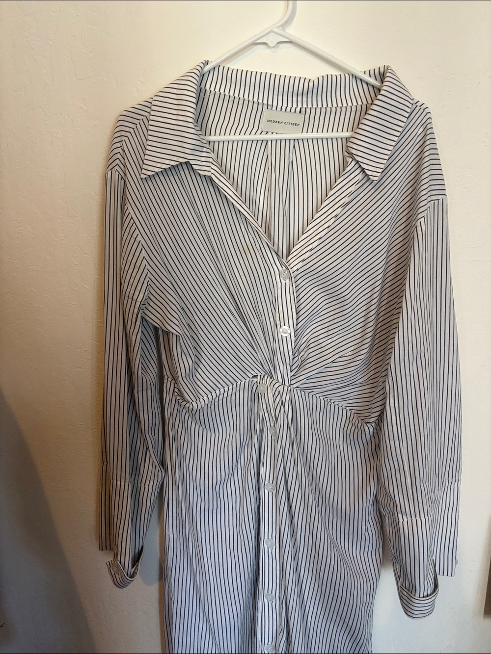 Modern Citizen Black & White Striped Button-Front Shirt Dress